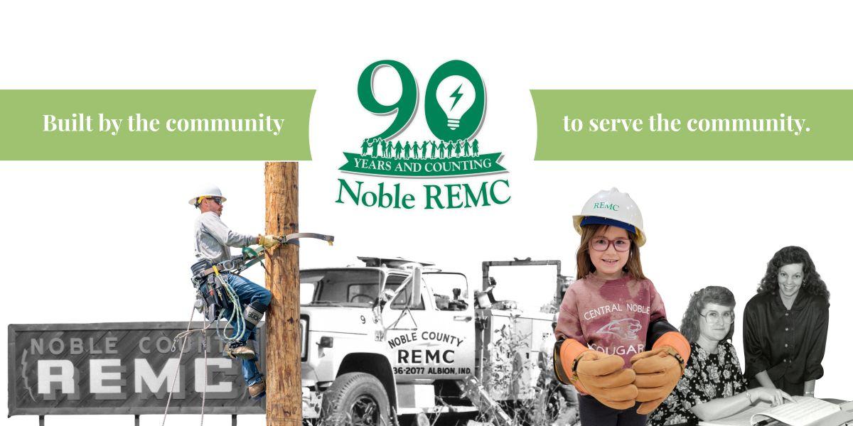 Collage of 90th logo and historical photos