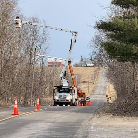 Cones and bucket truck