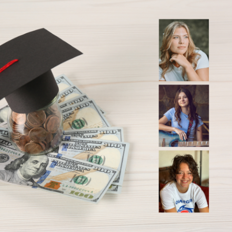 Graduation cap on dollars