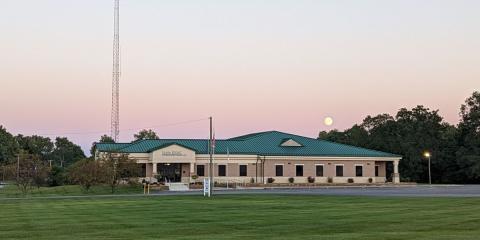 Noble REMC building at sunset