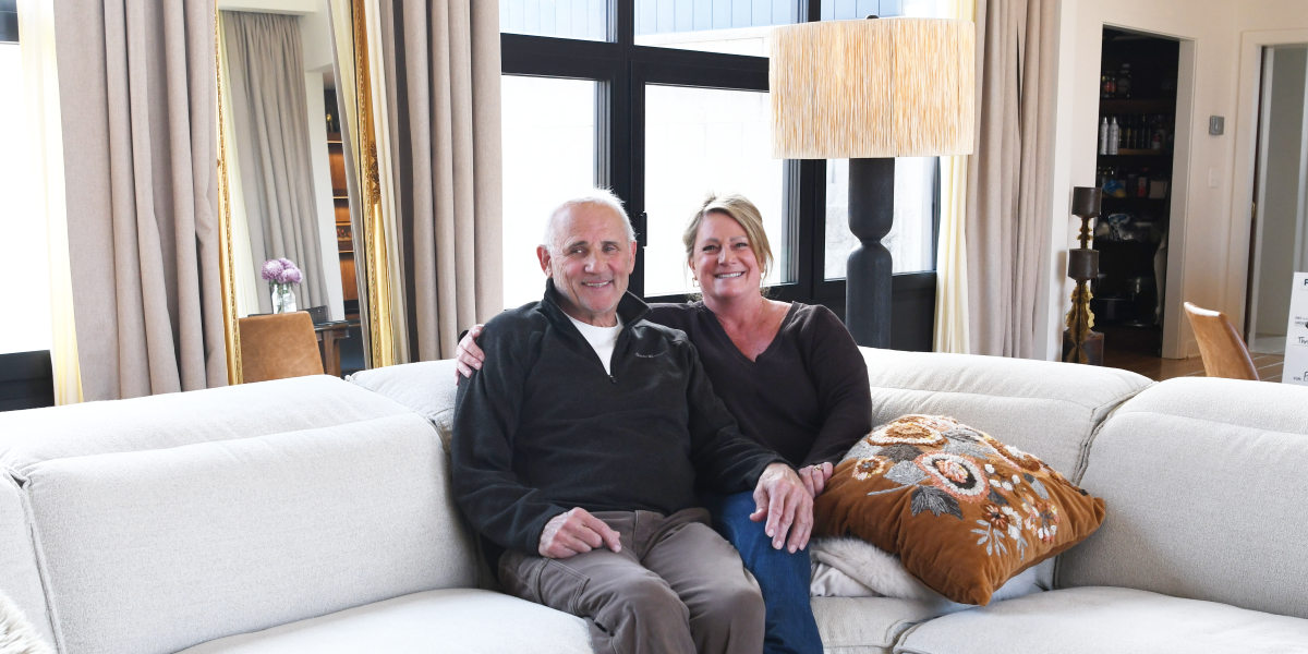 Fred and Jodi Kreigh sitting on the couch